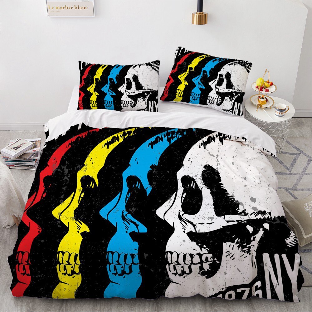 3D Skull Bedding Sets Duvet Quilt Cover Set Comforter Bed Linen Pillowcase