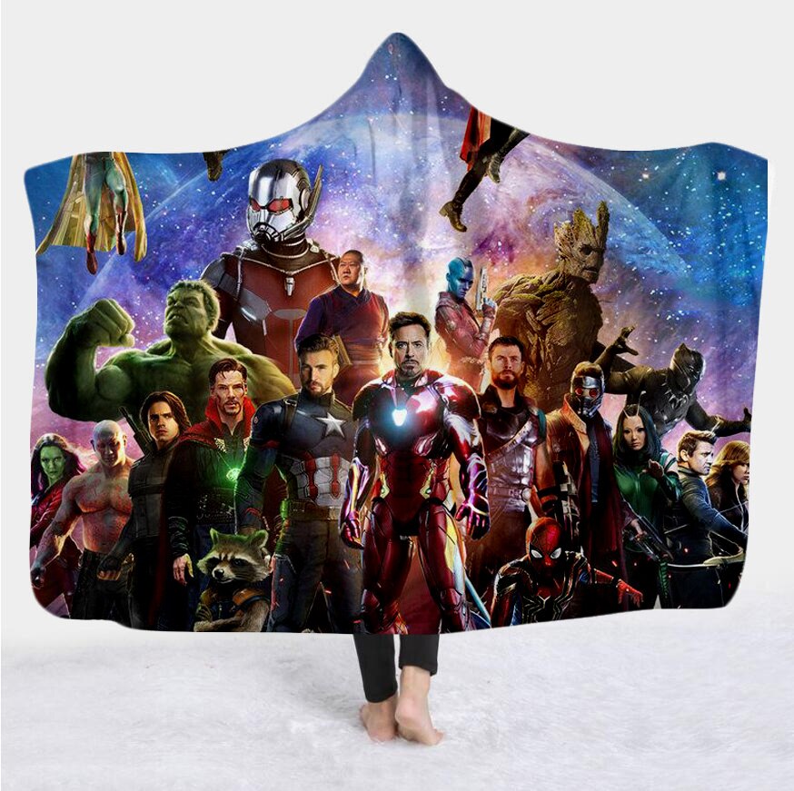 movie Avenger 3D Print Plush Throw hooded Blanket Sherpa Fleece Bedspread Blanket