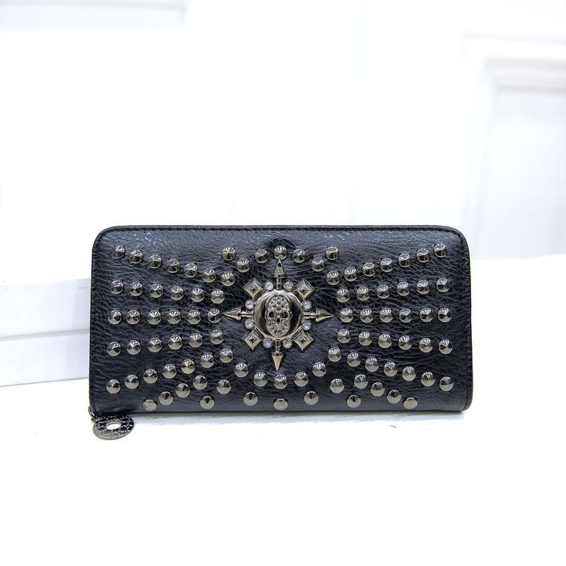 Women wallet Patchwork Rivet leather wallet women's clutch purse