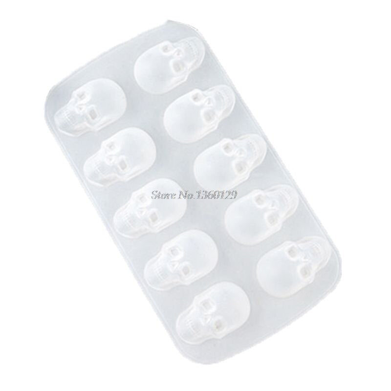 10 Cavity Ice Cube Maker 3D Skull Shape Silicone Chocolate Mold DIY Whiskey Bar Ice Cube Mold Dropship