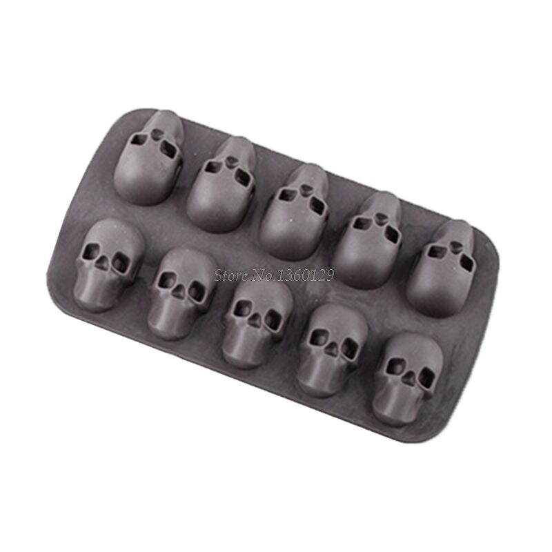 10 Cavity Ice Cube Maker 3D Skull Shape Silicone Chocolate Mold DIY Whiskey Bar Ice Cube Mold Dropship