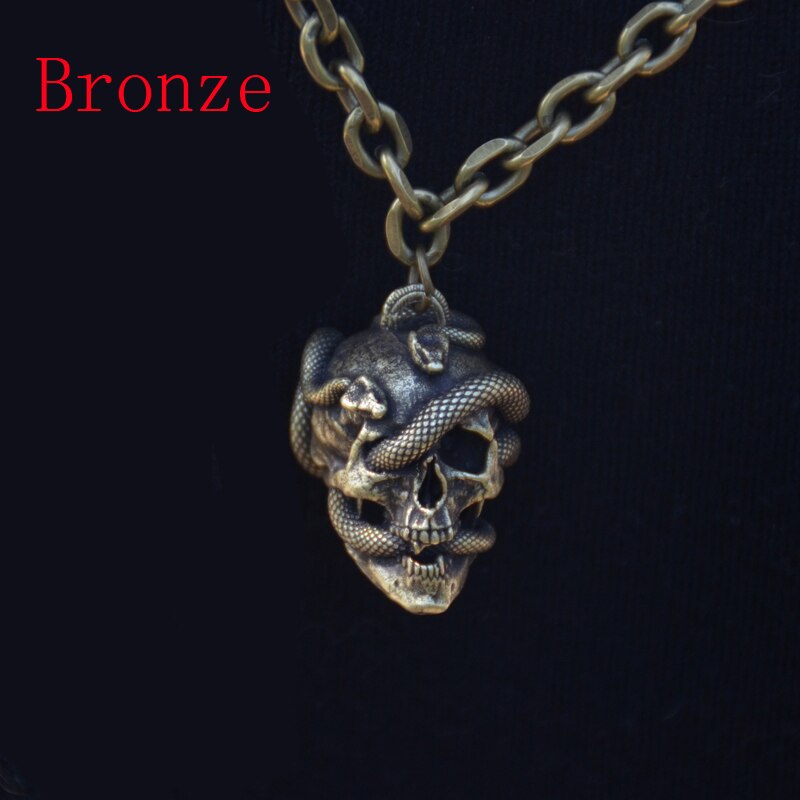 Snake Skull Pendant Wicca Gothic Necklace Punk Jewelry