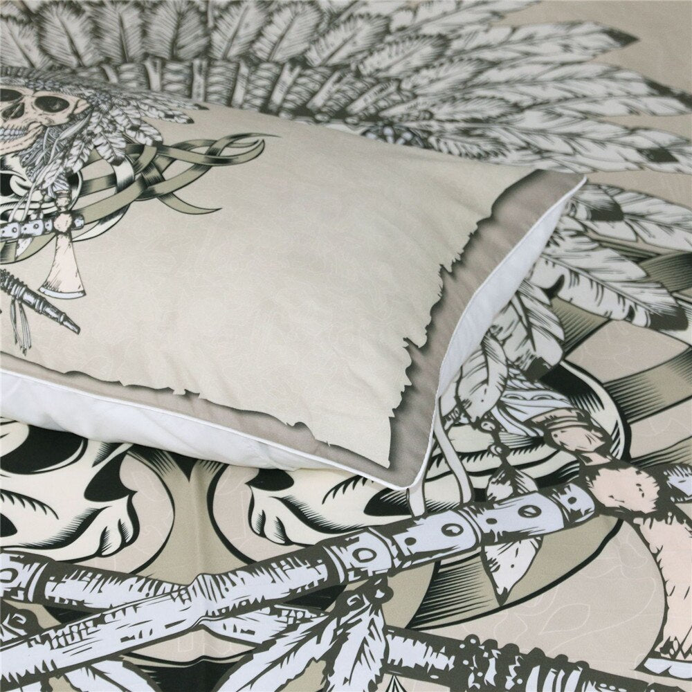 Black Color Duvet Cover Queen Size Luxury Sugar Skull Bedding Set Quilt Cover