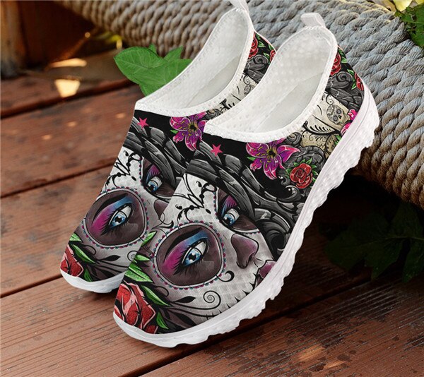 Flats Women Sneakers Casual Summer Skull