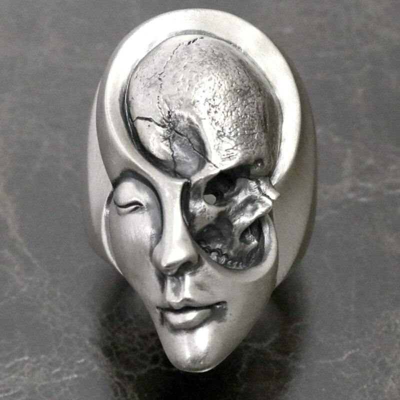 Unique Design Human Duality Hide Yin and Yang Skull Rings