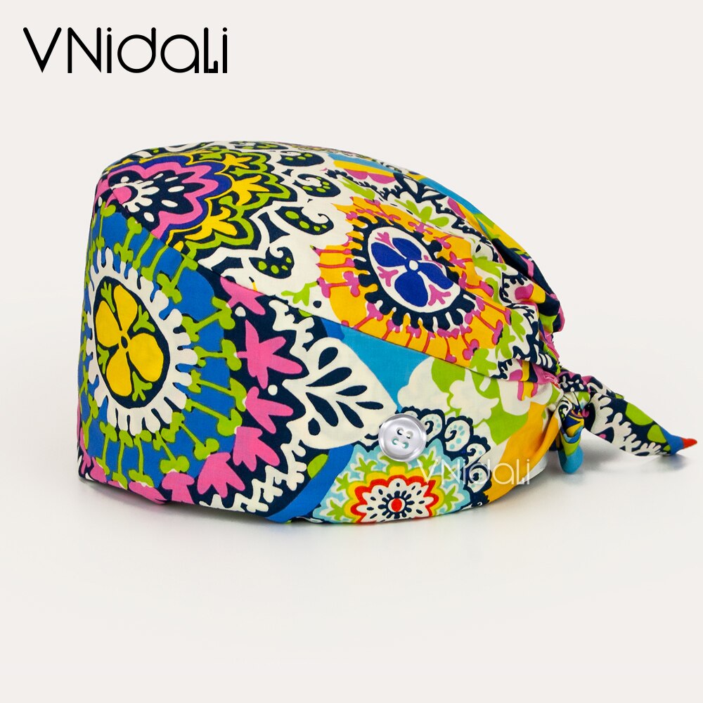 Sugar Skull printing hats adjustable scrub hat beauty salon working cap laboratory pet shop nursing scrubs cap