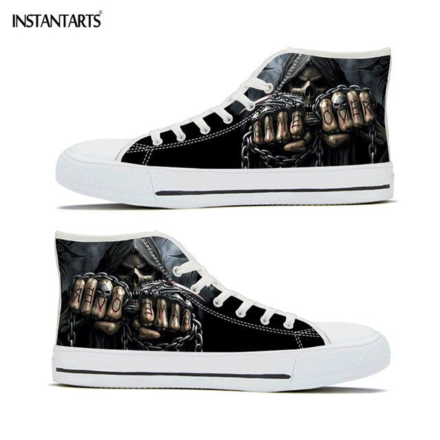 Funk Skull Printing Women Men Flats Shoes Cool Design Walking