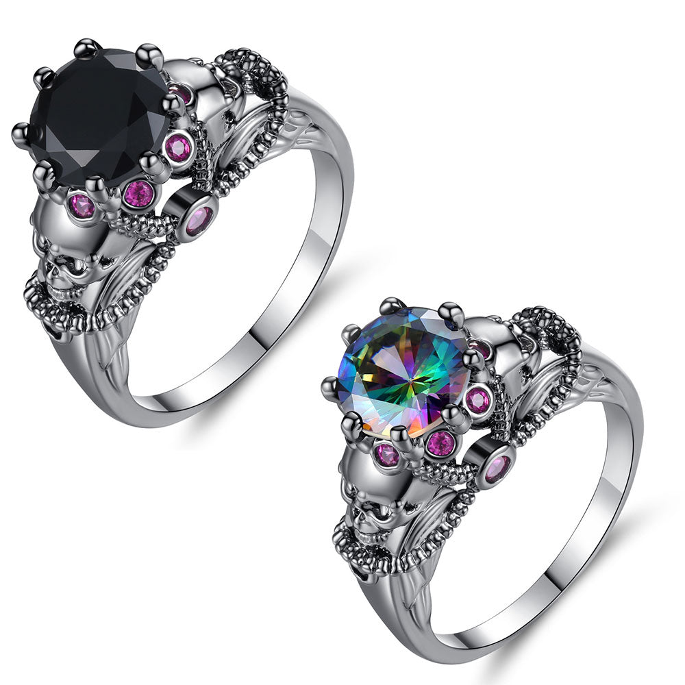 Hip Hop Trend Punk Style Black Non-mainstream Cubic Zircon Rings