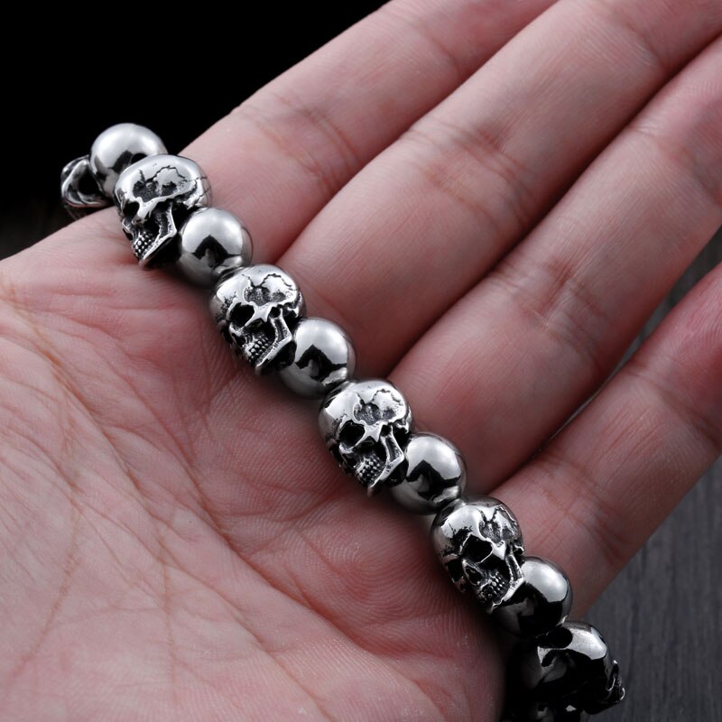 New Cool Punk Adjustable Skull Bracelet For Man 316 Stainless Steel