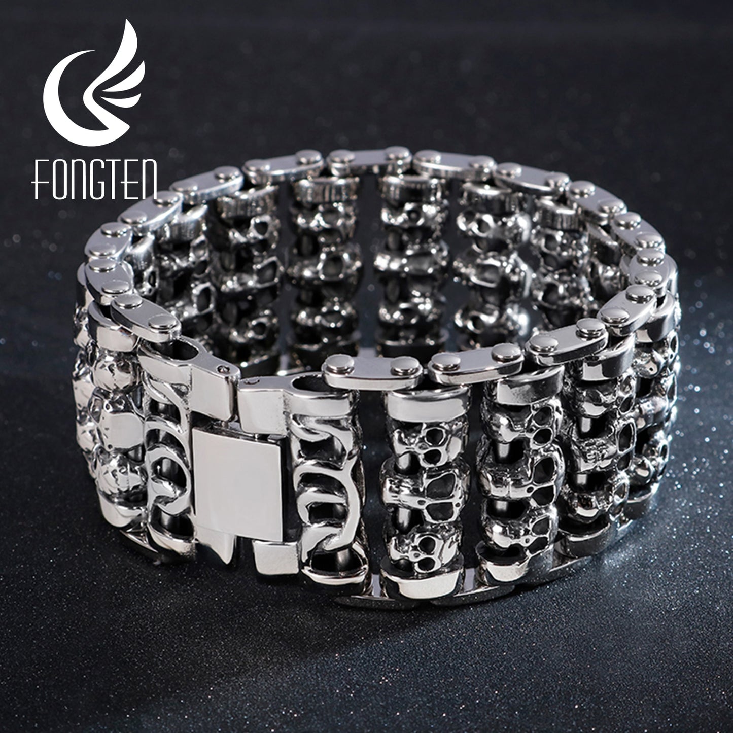 Wholesale Wide Skull Stainless Steel Bracelets