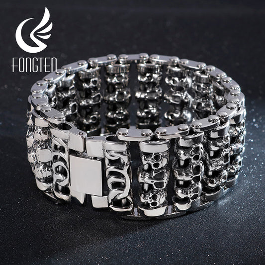 Wholesale Wide Skull Stainless Steel Bracelets