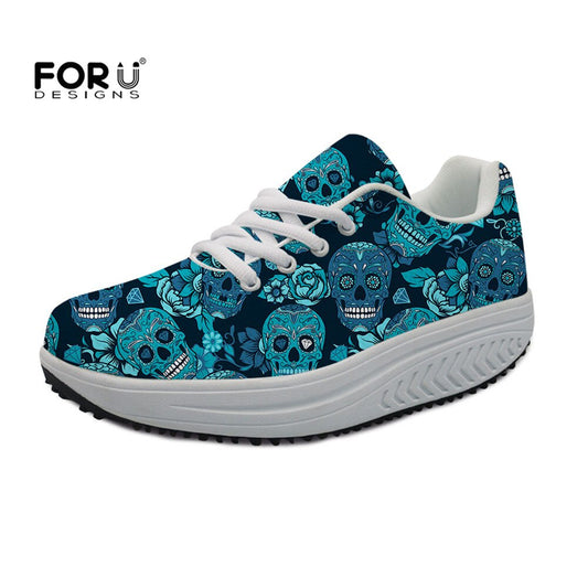 Shoes Woman Fashion Sugar Skull Pattern Flats Platform Ladies Autumn/Winter