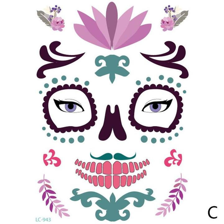 Waterproof Temporary Tattoo Sticker Party Decoration Sugar skull Mask