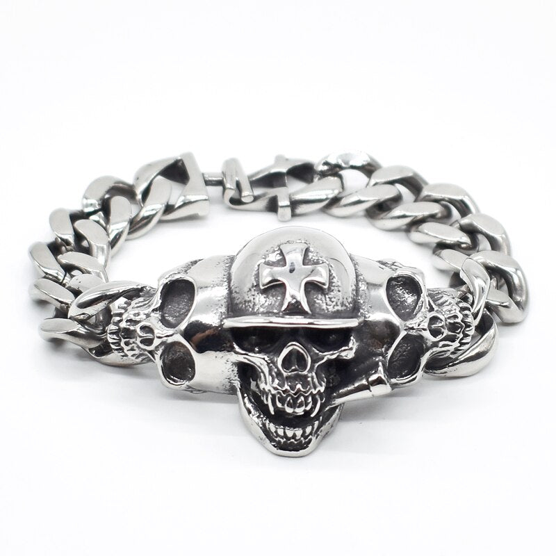 2021 Skull Bracelet 316L Stainless Steel Big Heavy Men Bracelet