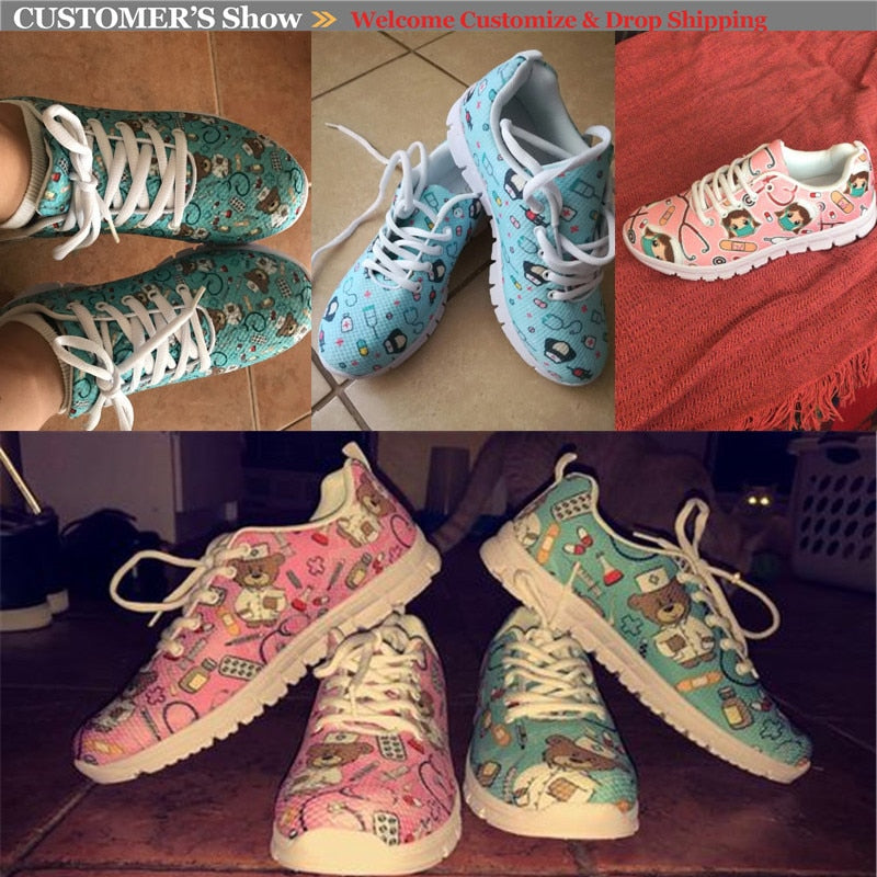Brand Design Sugar Skull Printing Sneaker for Women Breathable Casual Outdoor
