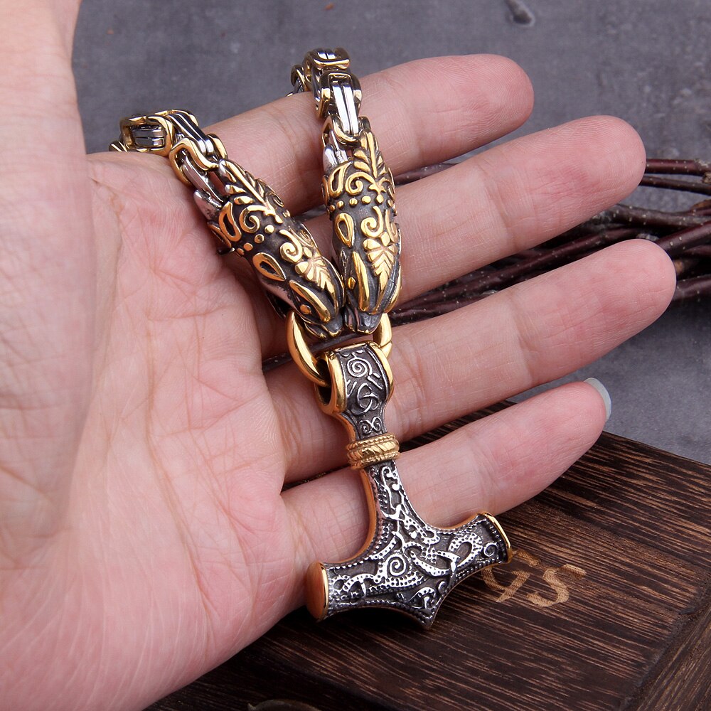 Never Fade Men stainless steel Dragon head norse viking amulet thor