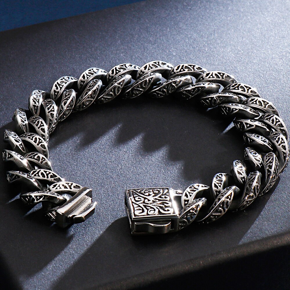 Gothic Mens Skull Bracelet For Men Stainless Steel Biker Viking Charm Bracelets