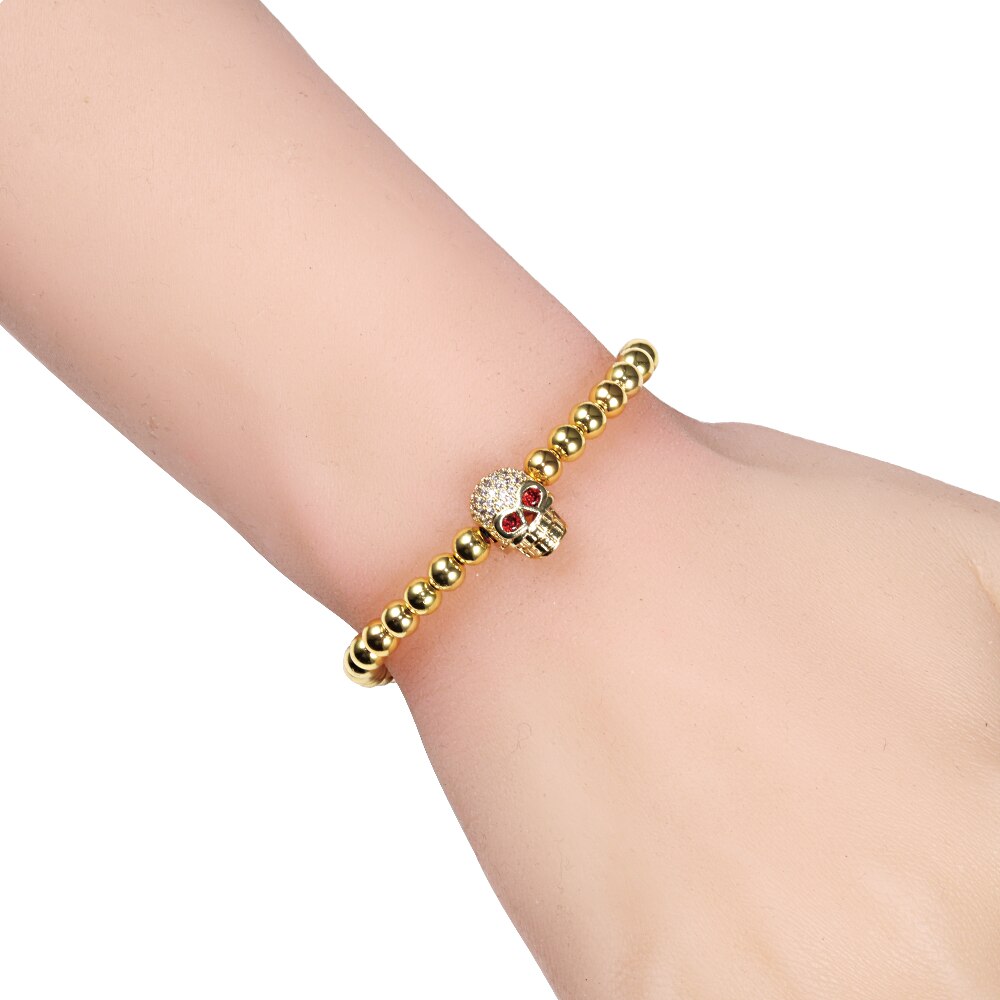 Charm Skull Head Copper Beads Bracelets Handmade