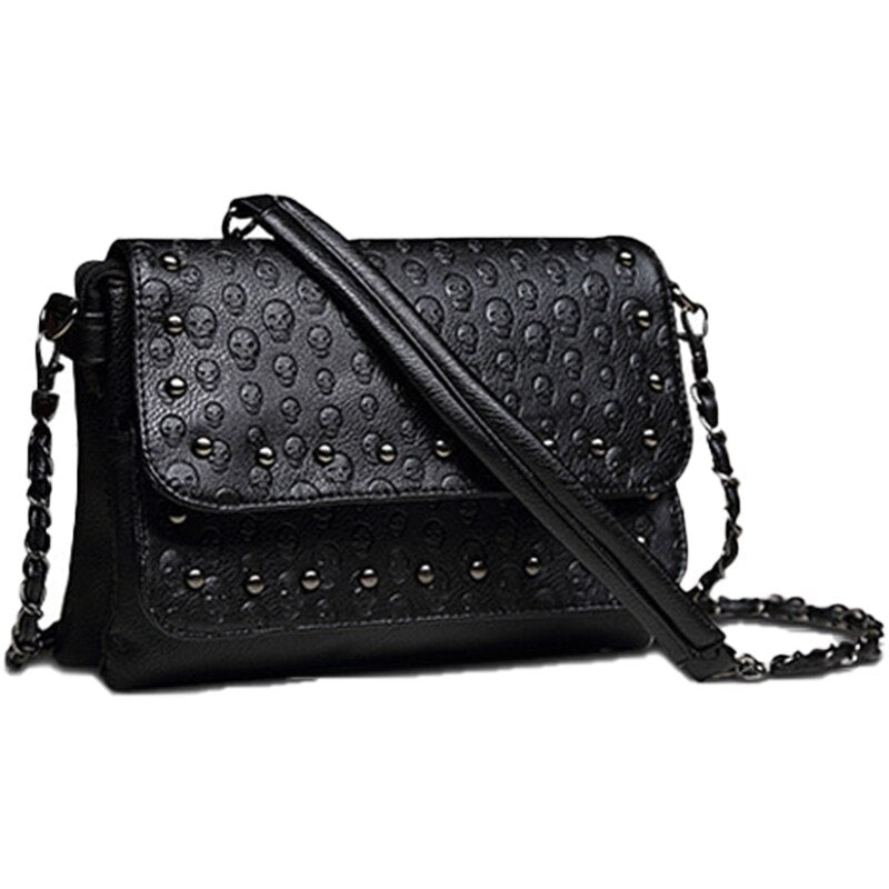 England Style Skull Women Crossbody Bag Leather Small Skull