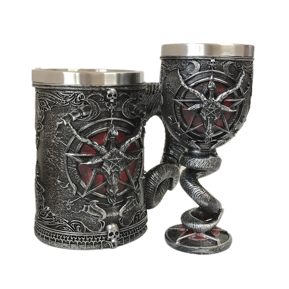 Skull Baphomet Beer Coffee Mugs Stainless Steel Tea Wine Cups Creative Drinkware
