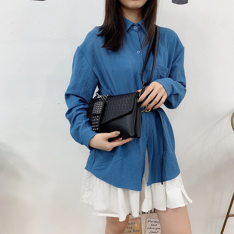 Fashion Skull Printing Crossbody Bag Rivet Women Handbag Shoulder Bag