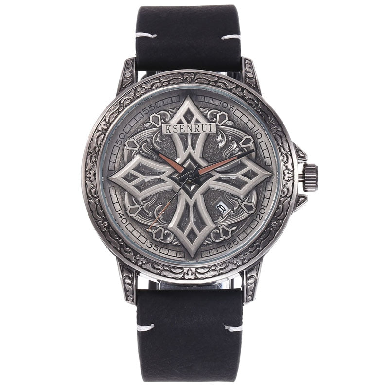 Fashion 3D SKULL Men Watches Luxury Retro Leather Casual Quartz Wrist Watches