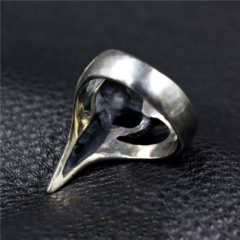 Solid 925 Sterling Silver Jewelry Skull Bird Rings For Men Antique Retro Punk