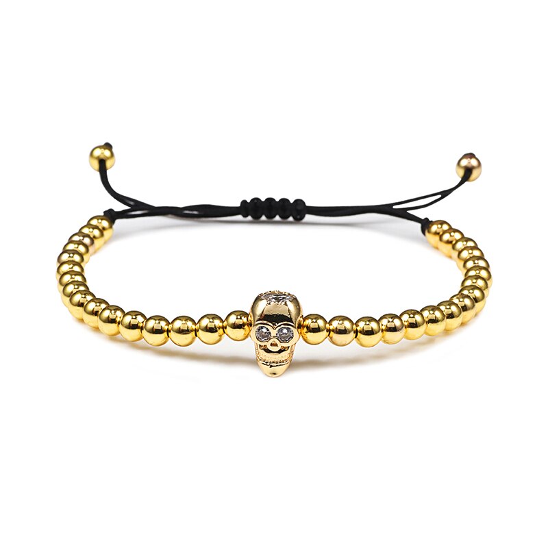 Charm Skull Head Copper Beads Bracelets Handmade