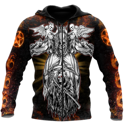 Skull Satanic Fire Pattern 3D Printed Autumn Men Hoodies Unisex Casual Pullovers Zip Hoodie Streetwear sudadera hombre