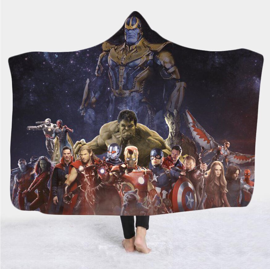 movie Avenger 3D Print Plush Throw hooded Blanket Sherpa Fleece Bedspread Blanket