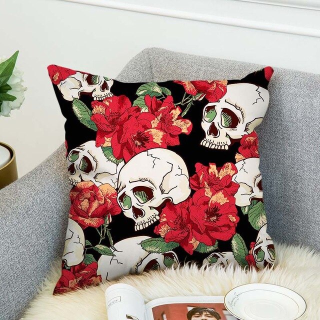 3D Printed Sugar Skull Cover Polyester Cushion Cover Home Bedroom Hotel Car Decoration