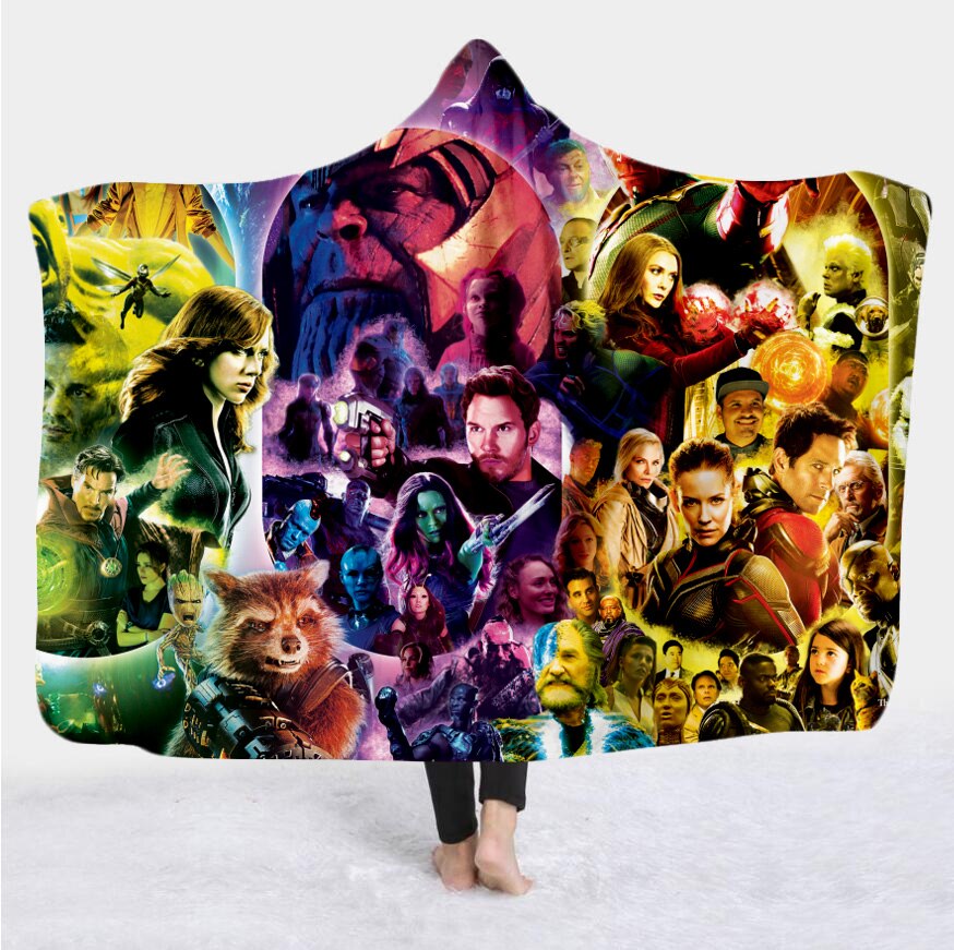movie Avenger 3D Print Plush Throw hooded Blanket Sherpa Fleece Bedspread Blanket