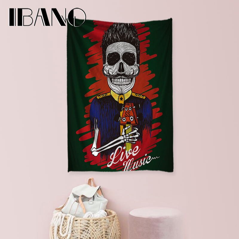 Punk Music Skull Tapestry Art Wall Hanging Blanket Home Decoration