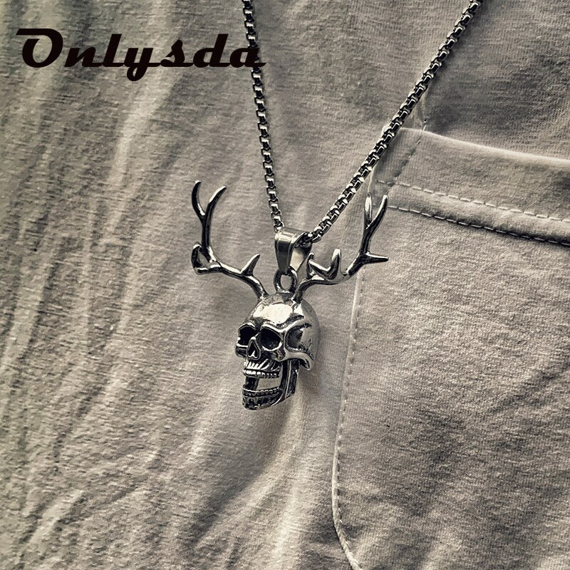 Skull Pendant Necklace Men's Fashion Biker Rock Punk Jewelry Stainless steel