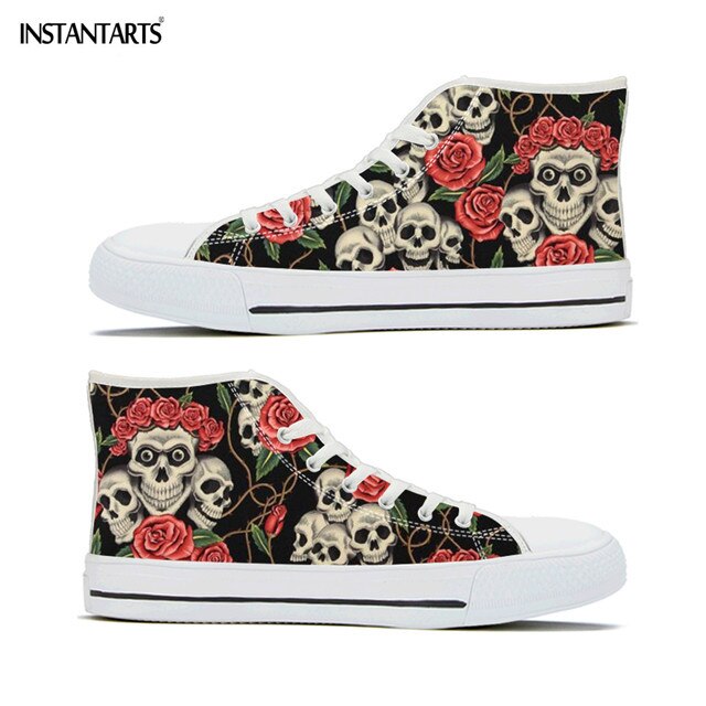 Skull In Rose Design Women Shoes Casual Autumn Spring High
