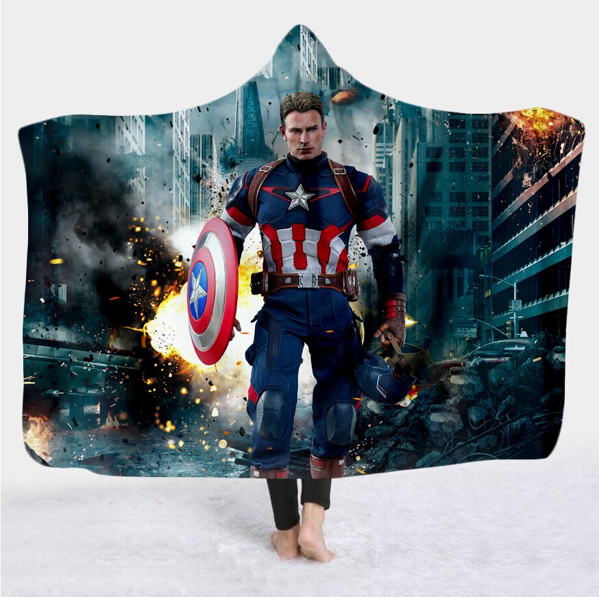 movie Avenger 3D Print Plush Throw hooded Blanket Sherpa Fleece Bedspread Blanket