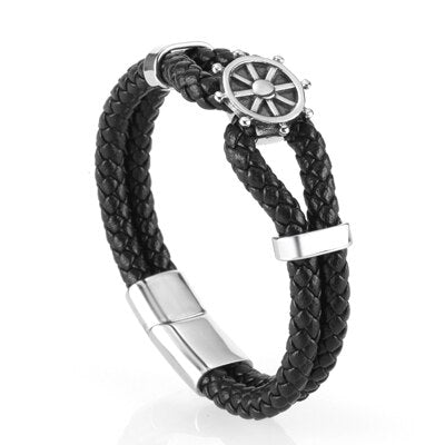 Mcllroy Genuine Leather Bracelet Men Homme Multi-layer Gold/steel/Black