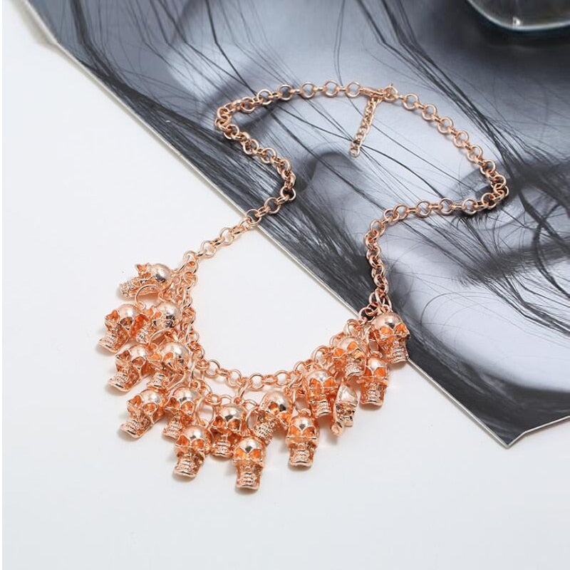 Classical Rock Punk Skull Necklace Pendant For Men Women Multi-layer Chain