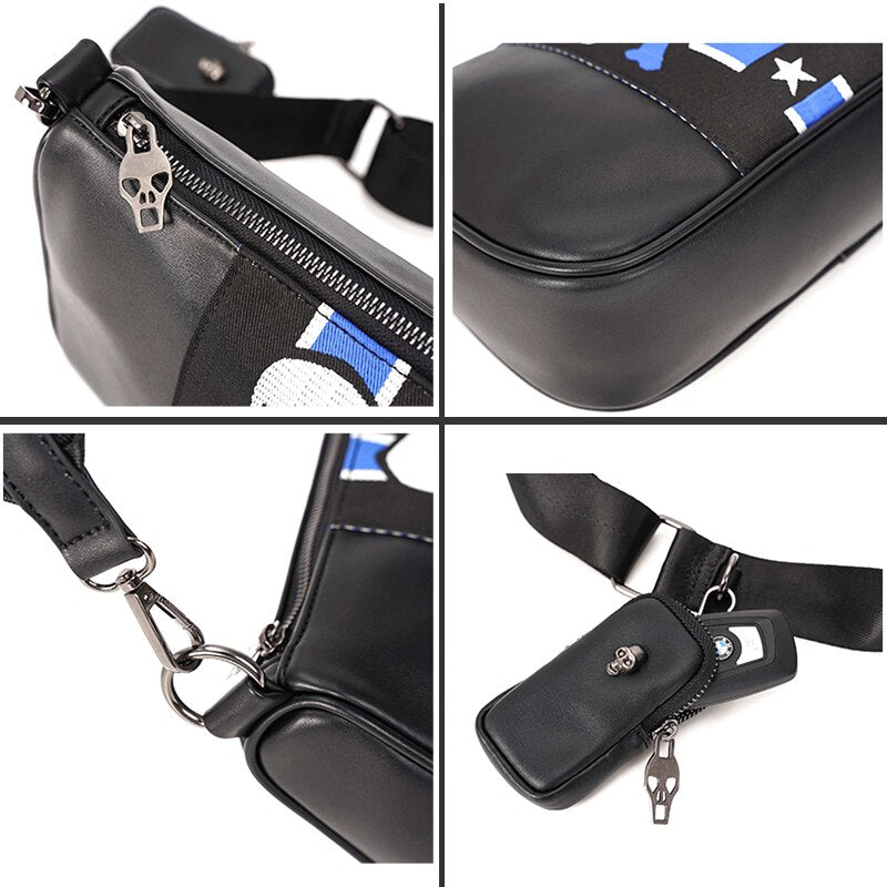 Shoulder Messenger Bag Wonen Skull Belt bags Mens Leather Bag