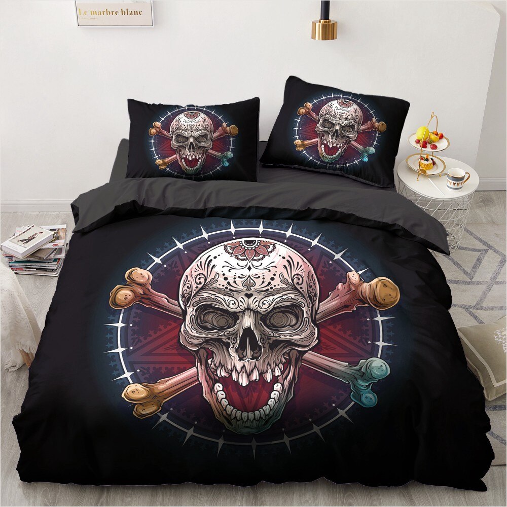 Simple Bedding Sets 3D Rock Skull Duvet Quilt Cover
