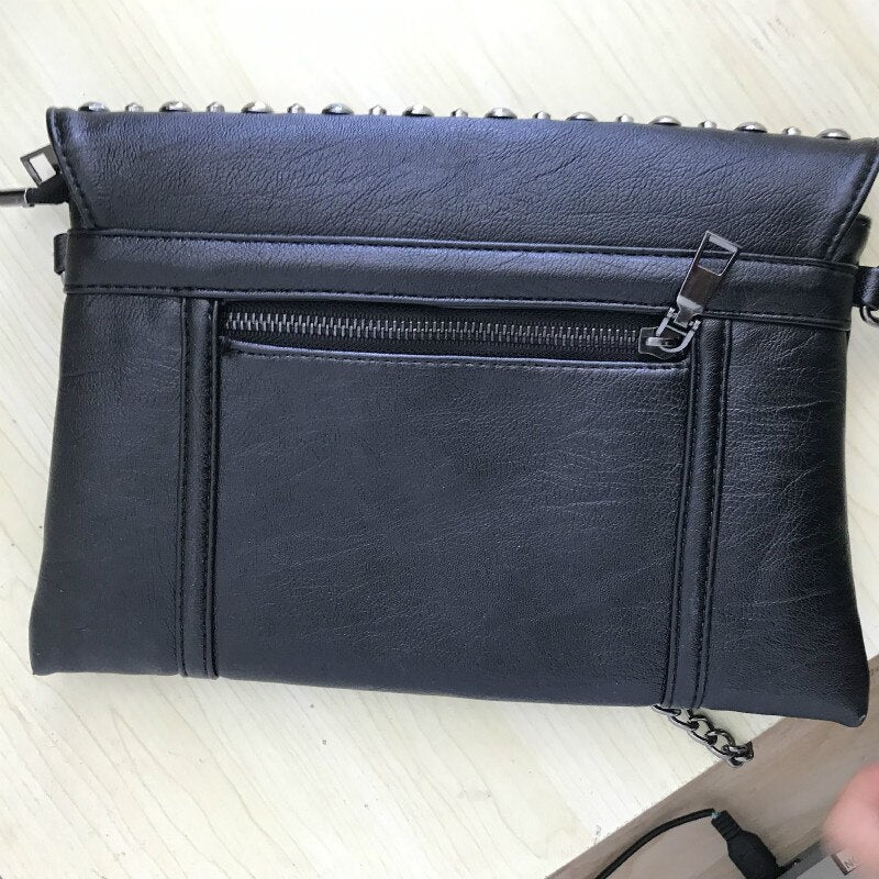 Women Skull Messenger Small Mini Bag Rivet Mini Clutch