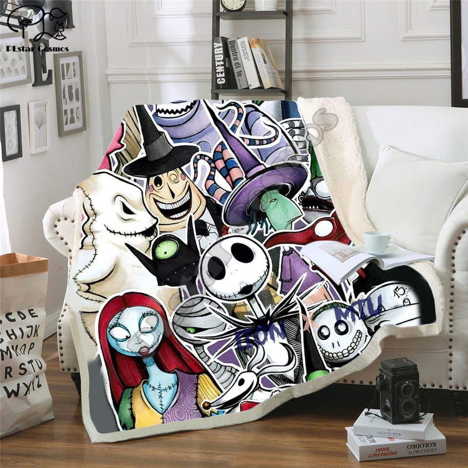 The Nightmare Before Christmas Jack Skull Sherpa Blanket Plush