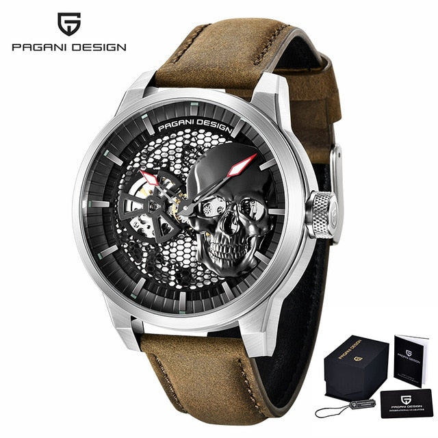 Skeleton Skull Men's Mechanical Watches Top Brand Stainless Steel Waterproof