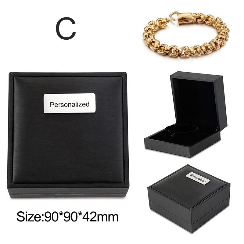 Punk Skull Bracelets Men Stainless Steel Shiny Matte Skull Charm