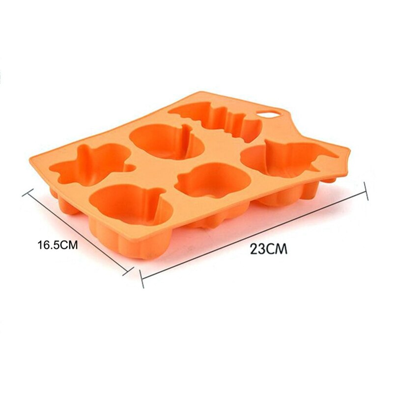 1pcs 6 Grids Pumpkin Bat Skull Ghost Shape Halloween Silicone Mold