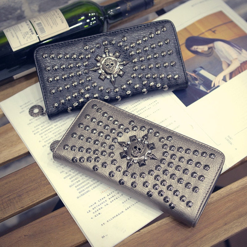 Women wallet Patchwork Rivet leather wallet women's clutch purse