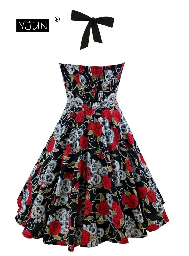 Women 5XL Plus Size Floral Skull Print Off Shoulder Sexy