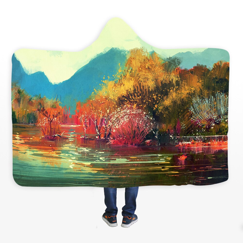 3D Halloween Skull Print Hooded Blanket Comfortable Soft Blanket