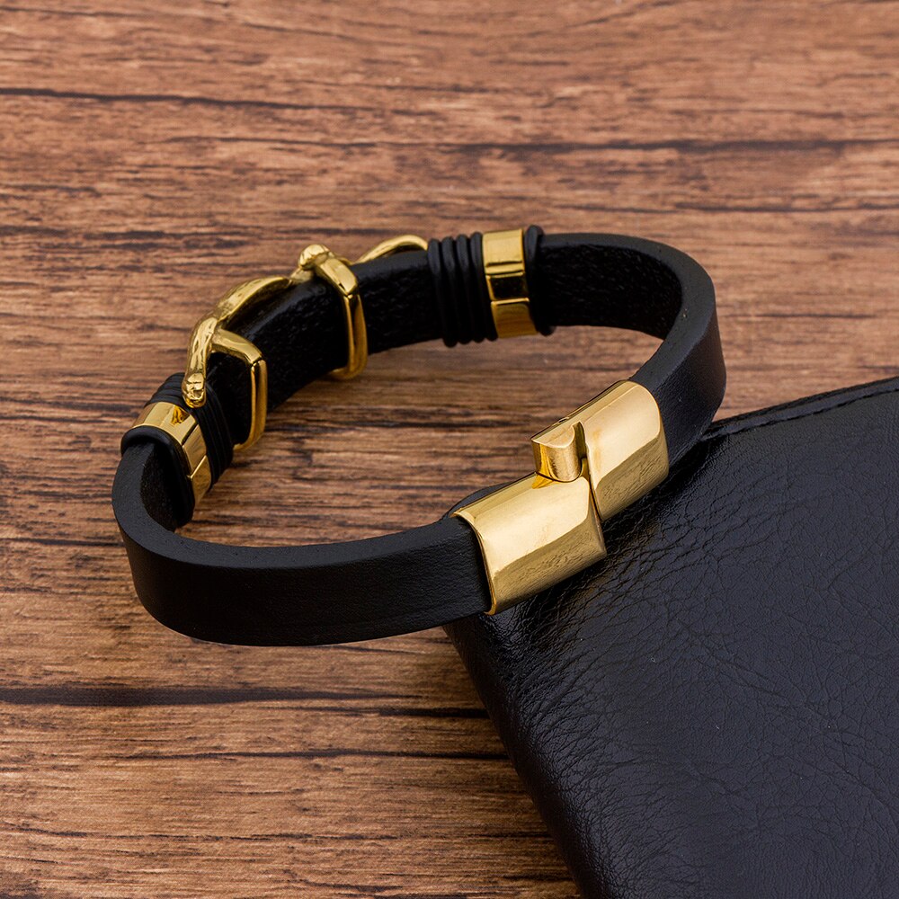 Handmade Braided Chain Leather Man Bracelets Leopard Anymal
