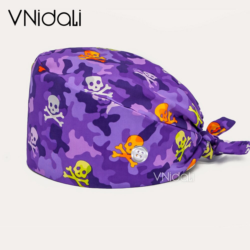 Sugar Skull printing hats adjustable scrub hat beauty salon working cap laboratory pet shop nursing scrubs cap